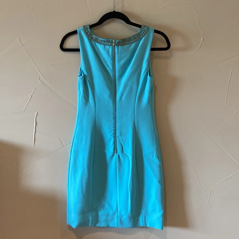 Lilly Pulitzer Baby Blue Mini Dress with Beaded Cut Out Neckline - Picture 5 of 12